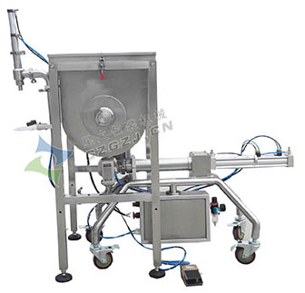 臥式攪拌醬類電動(dòng)灌裝機(jī)，單頭臥式大顆粒醬料灌裝機(jī)